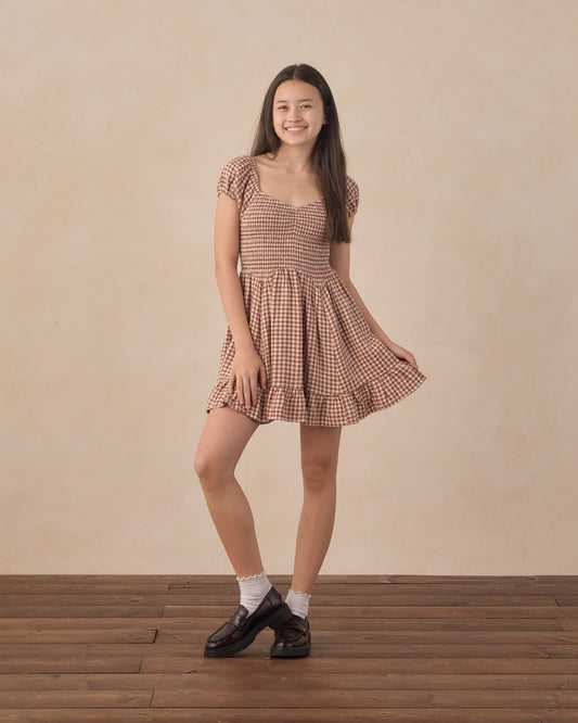 Rylee + Cru - Teen Stella Dress - Brick Check