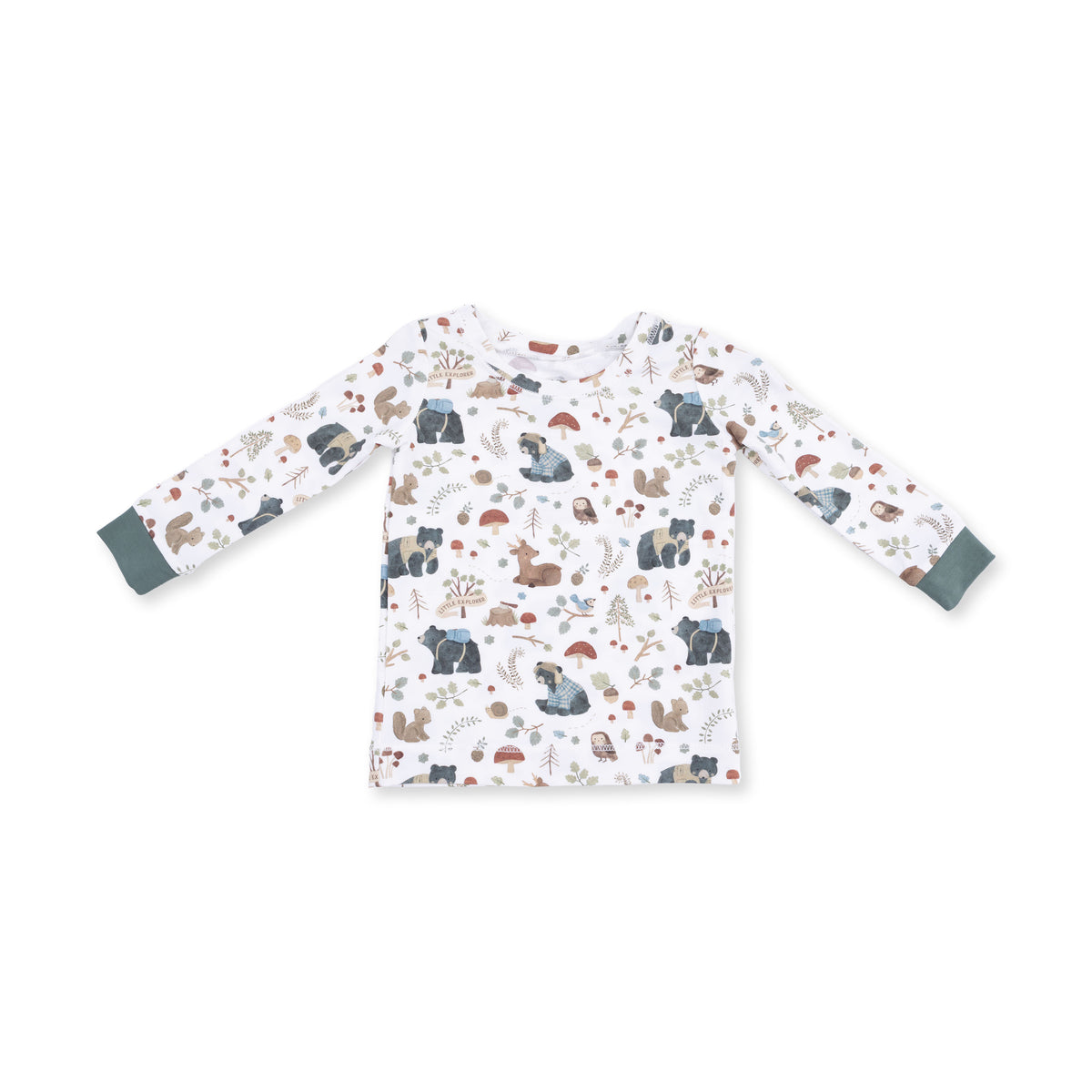 Long Sleeve Loungewear Set - Southern Woodland Animals Green