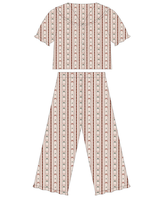 Rylee + Cru - Teen Ruffle Pajama - Candy Cane Lane