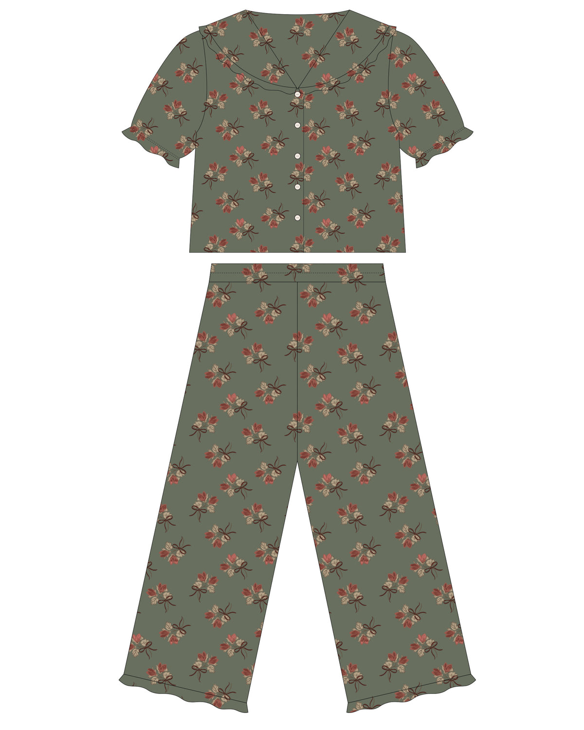 Rylee + Cru - Teen Ruffle Pajama - Evergreen Bouquet