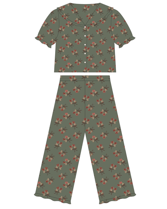 Rylee + Cru - Teen Ruffle Pajama - Evergreen Bouquet