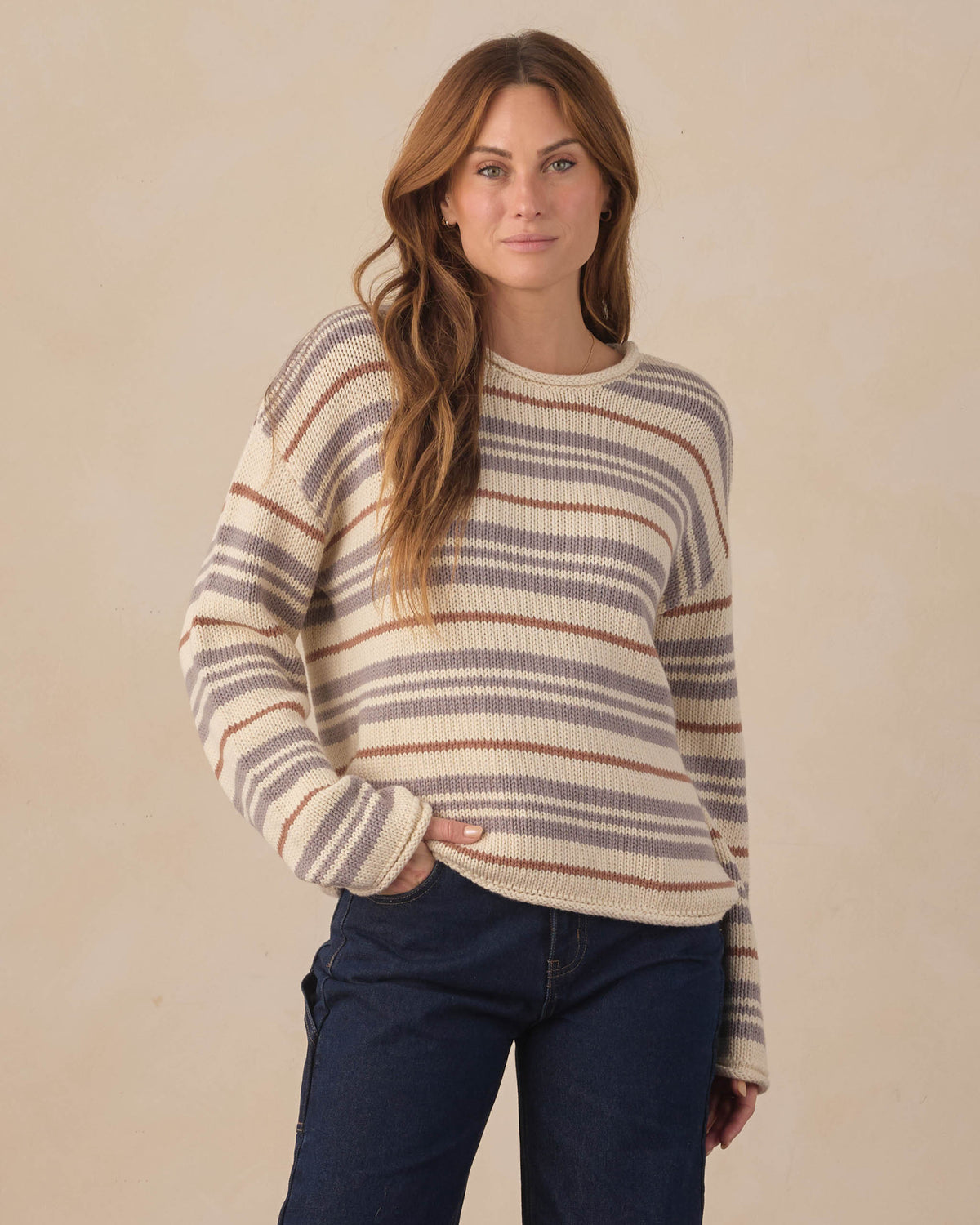 Rylee + Cru - Women's Jacques Sweater - Dusty Blue Stripe