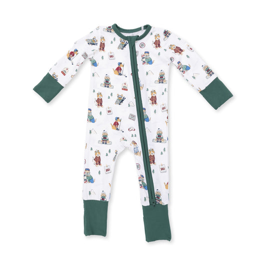 Convertible Romper - Winter Sports Dogs Green