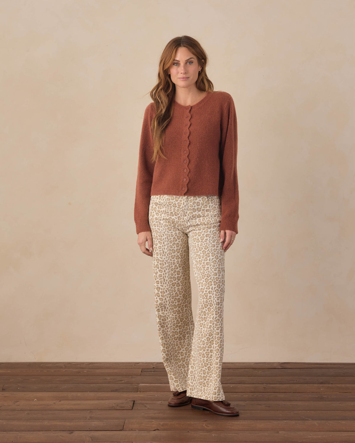 Rylee + Cru - Women's Scallop Cardigan - Brick