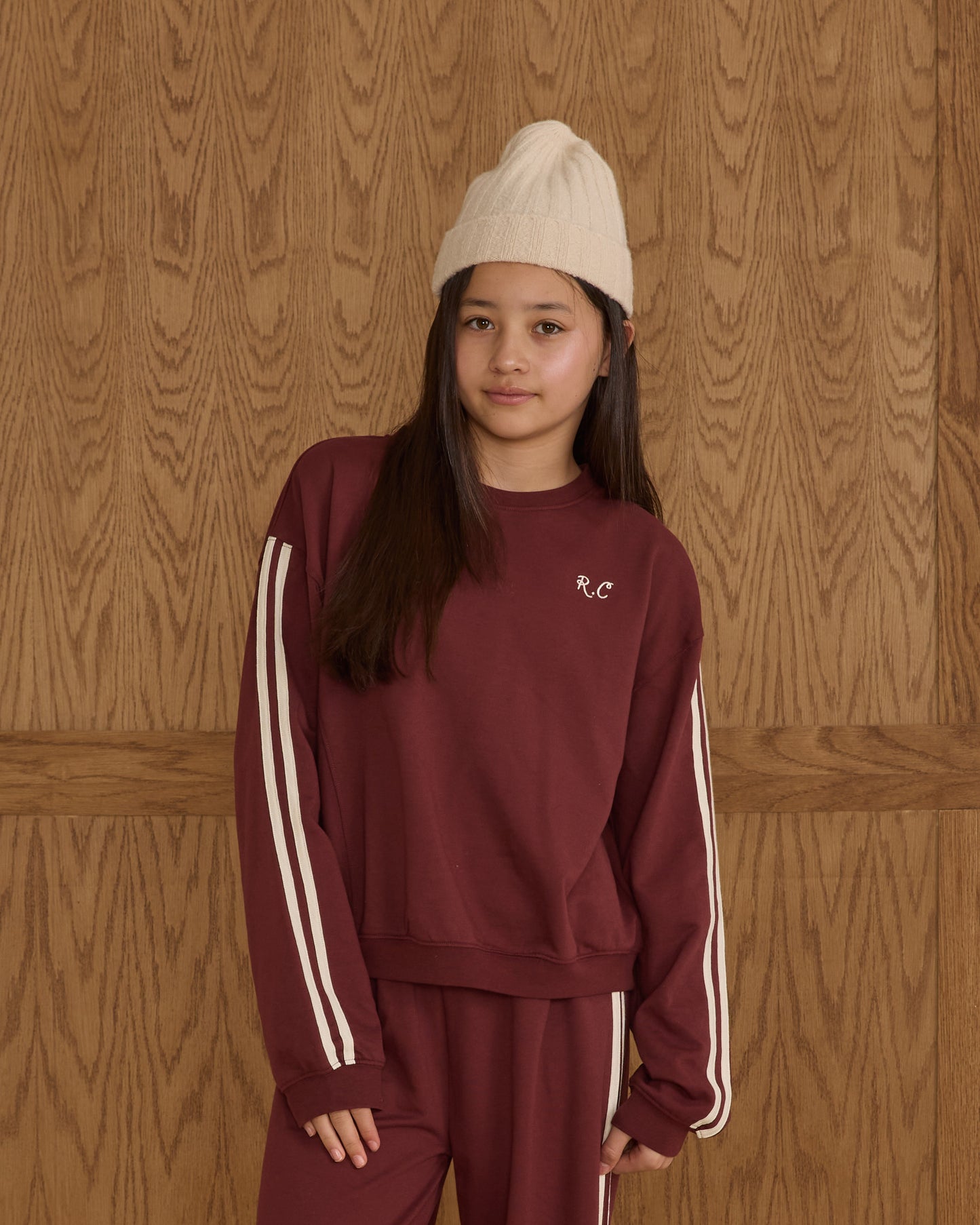 Rylee + Cru - Tween Oversized Sweatshirt - Burgundy
