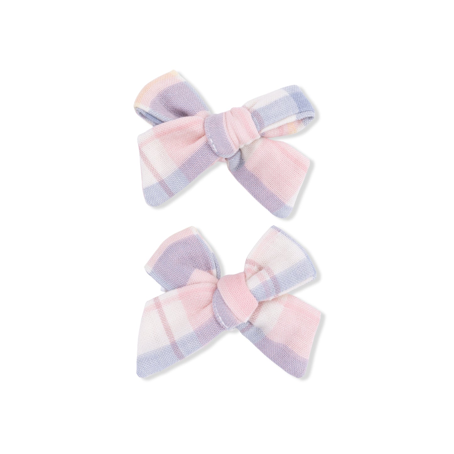 2 Pack Bow Clips - Dusty Plaid