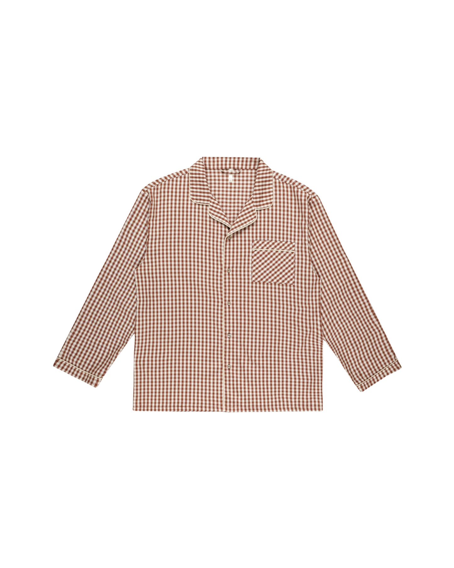 Rylee + Cru - Men's Pajama Top - Brick Gingham