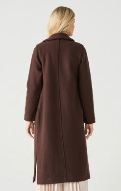 Shawl Collar Long Open Jacket - Chocolate