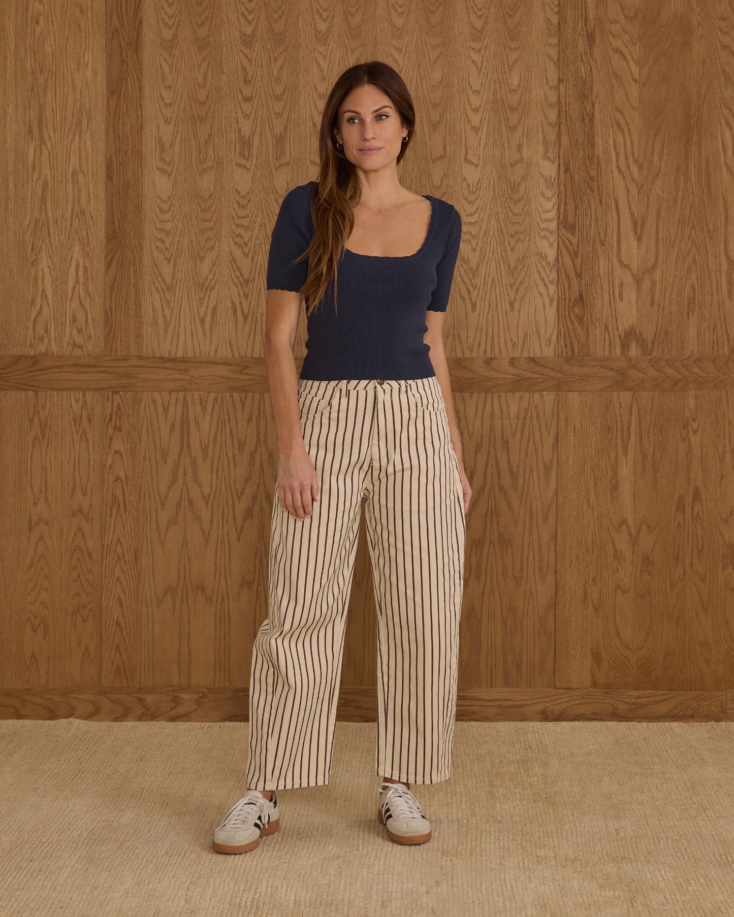 Rylee + Cru - Womens Scallop Tee -Navy