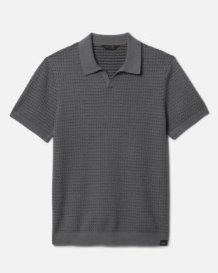 Men's Johnny Collar Polo - Smoke/Black Sand