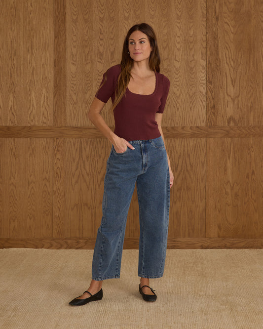 Rylee + Cru - Womens Scallop Tee -Burgundy