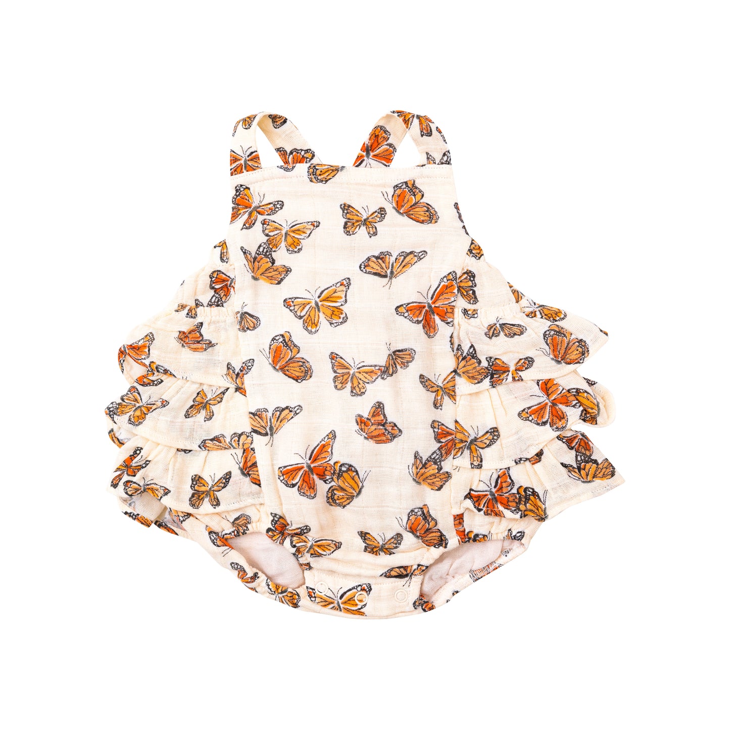 Ruffle Sunsuit - Painted Monarch Butterflies