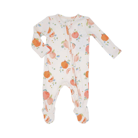 Two Way Zipper Footie - Spring Peaches