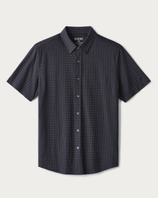 Men's Commuter Short Sleeve Button Down - Navy Geo Print