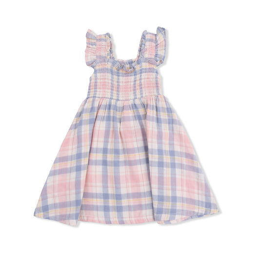 Smocked Sundress With Bloomer - Dusty Plaid