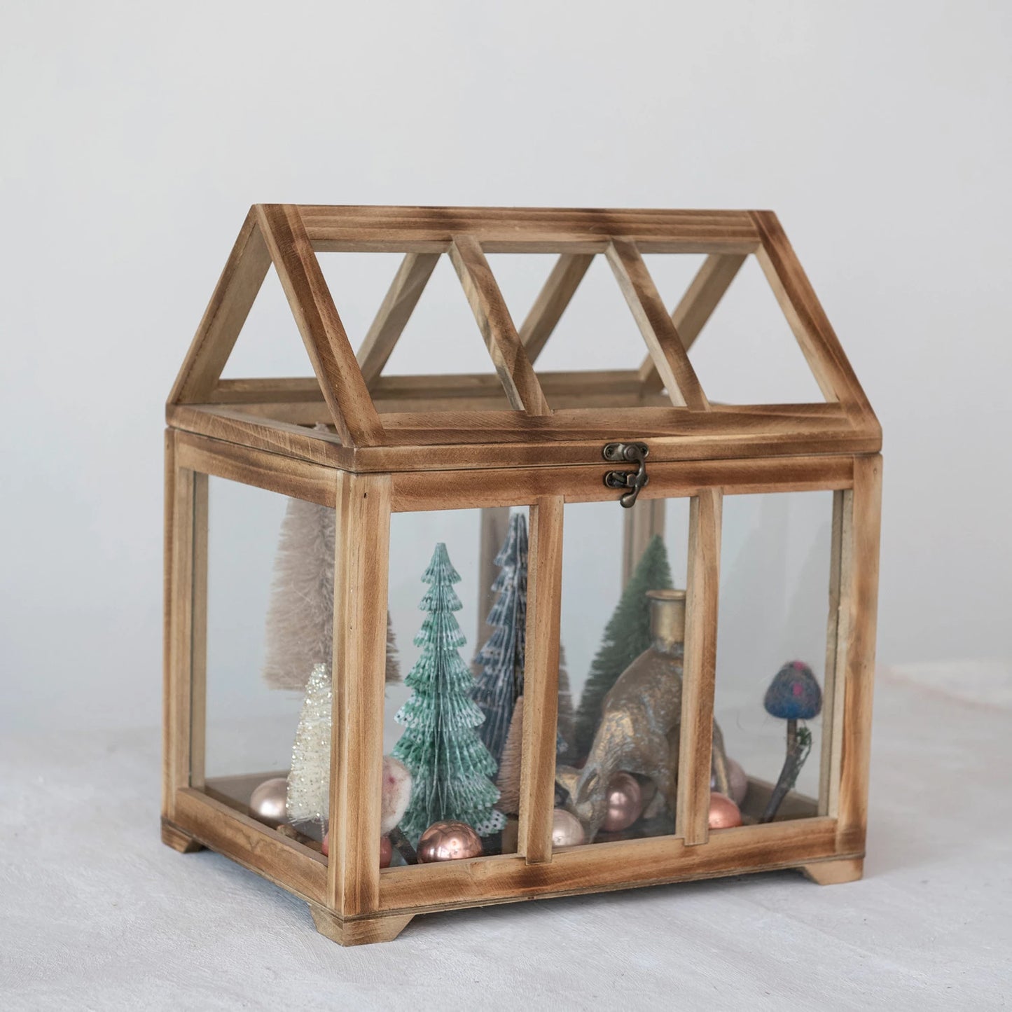 Wood + Glass Shaped Terrarium with Metal Bottom