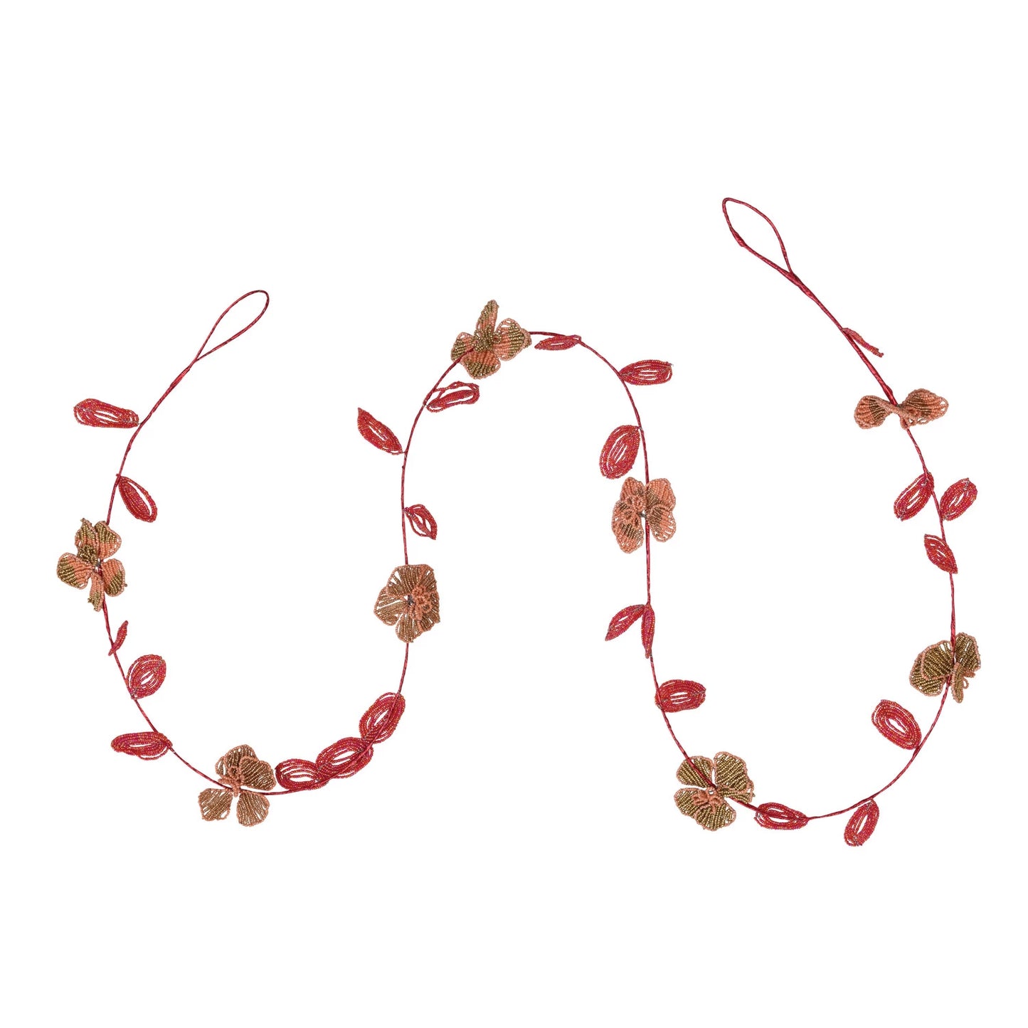 Glass Bead Wired Leaves + Flowers Garland