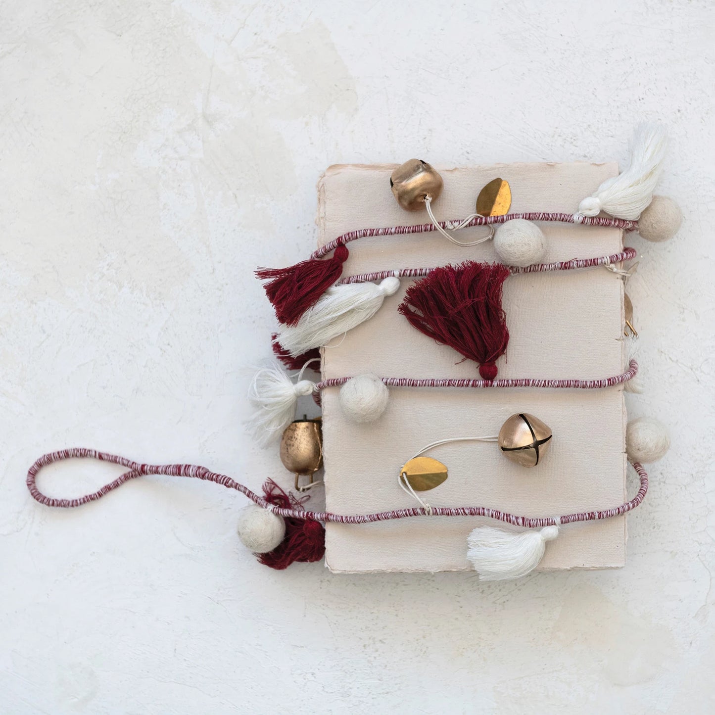 Metal Ball Garland with Cotton Tassels + Pom Poms