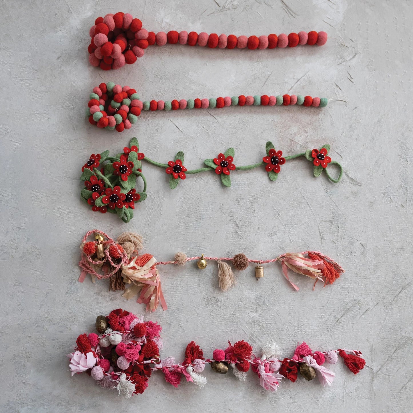 Metal Balls Garland with Pom Poms