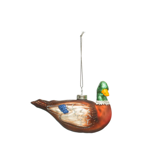 Hand-Painted Glass Mallard Ornament