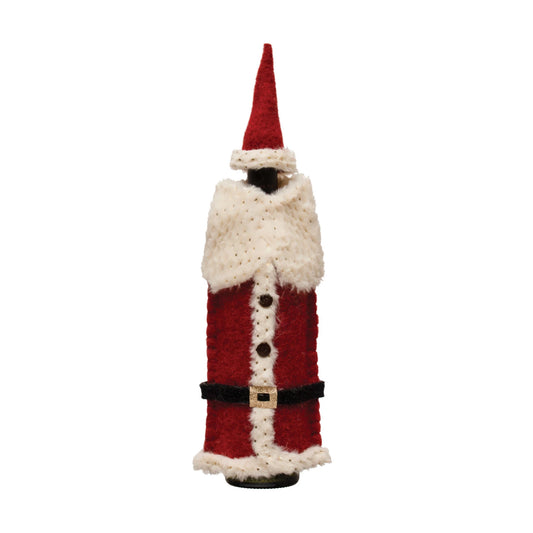 Fabric Felt Santa Outfit + Cap Bottle Cover