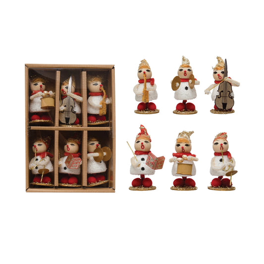 Foam, Wood Bead + Paper Vintage Reproduction Marching Band - Set of 6