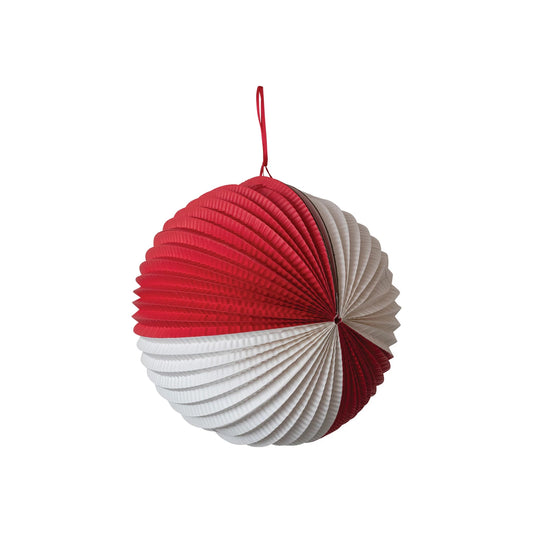 Paper Folding Pleated Ball Ornament - Red & White