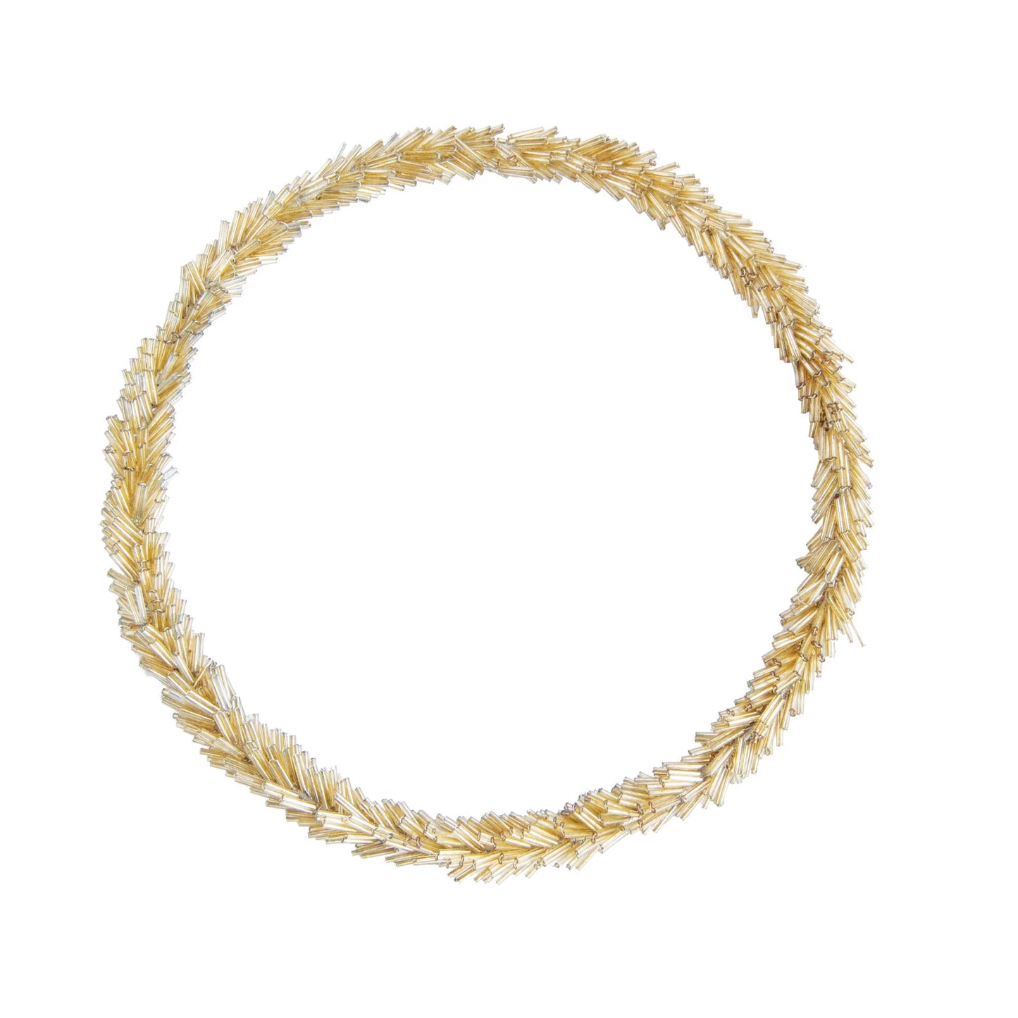 Wire & Glass Bead Wreath - Gold Finish