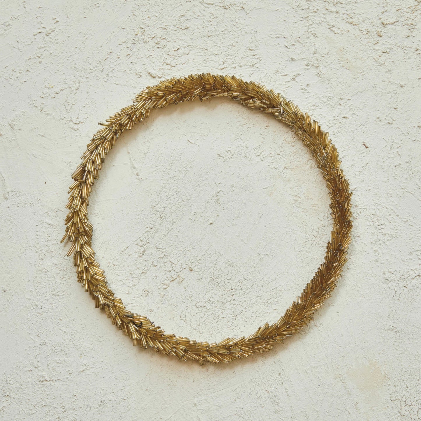 Wire & Glass Bead Wreath - Gold Finish