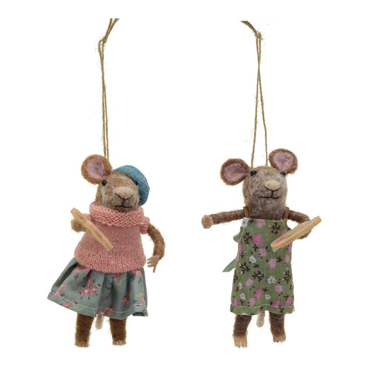 Handmade Wool Felt Mouse Artist Ornament