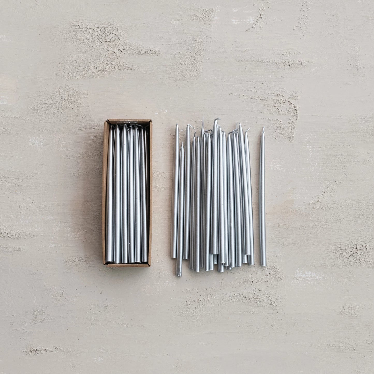 Unscented Thin Taper Candles - Silver