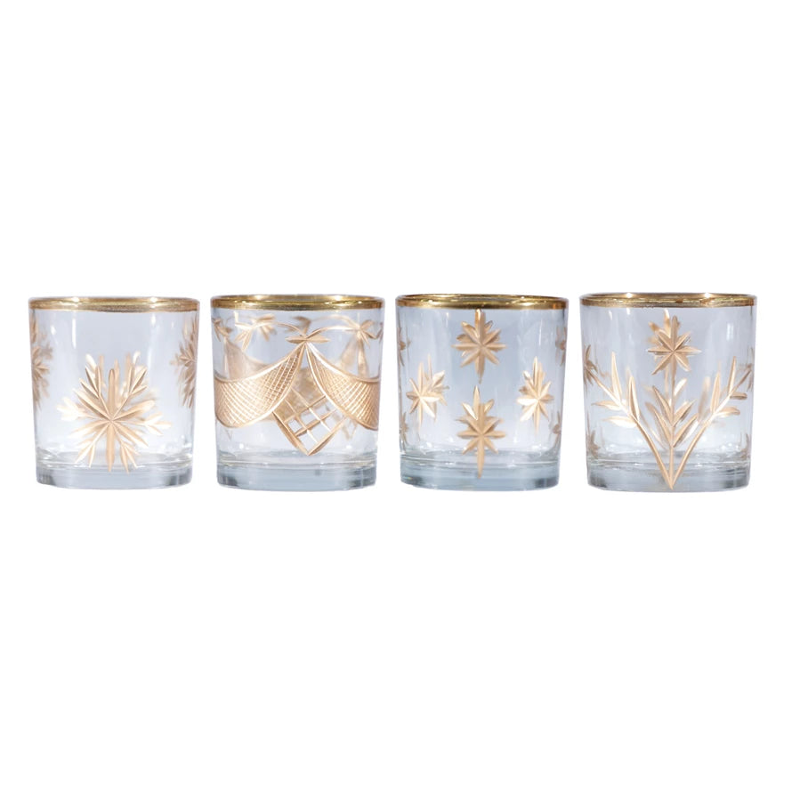 Hand-Painted Etched Glass Tealight/Votive Holder
