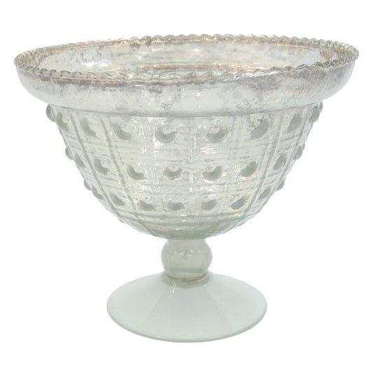 Decorative Embossed Mercury Glass Footed Bowl