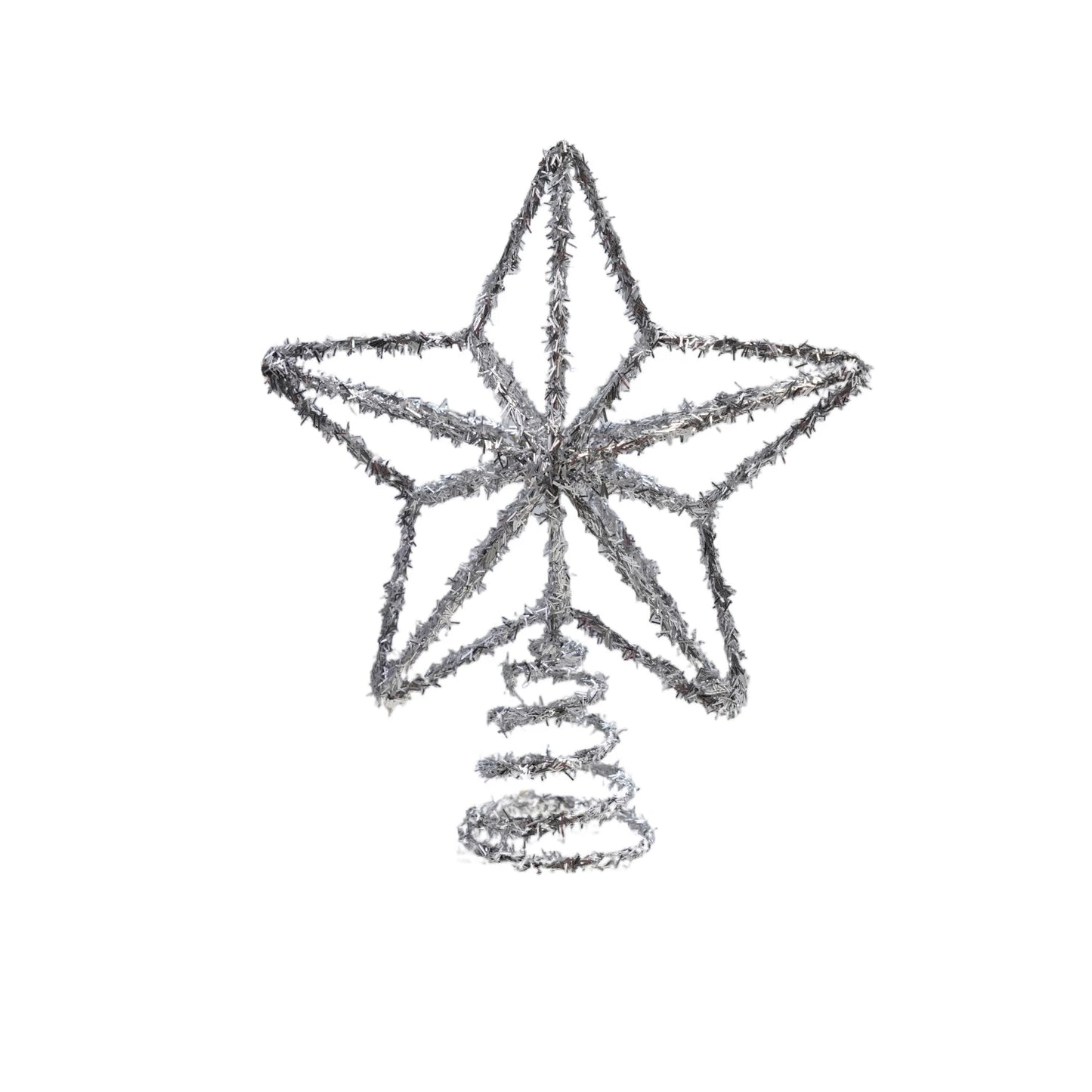 Tinsel Star Tree Topper - Silver