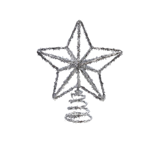 Tinsel Star Tree Topper - Silver
