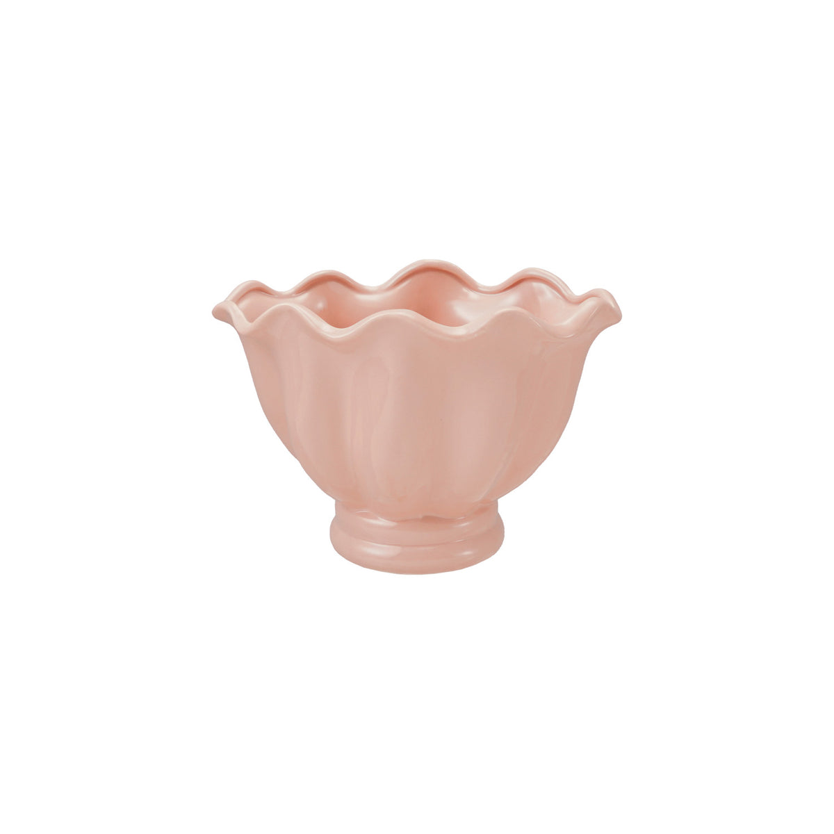 Stoneware Vintage Reproduction Ruffled Footed Planter - Pink