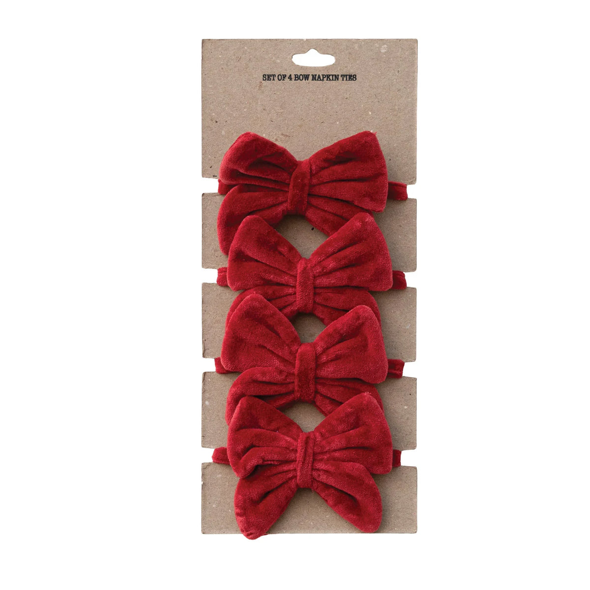 Cotton Velvet Bow Ties - Set of 4 - Red