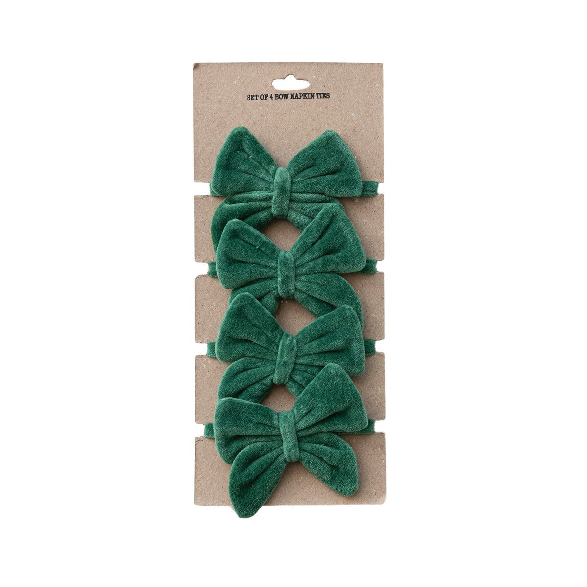 Cotton Velvet Bow Ties - Set of 4 - Green