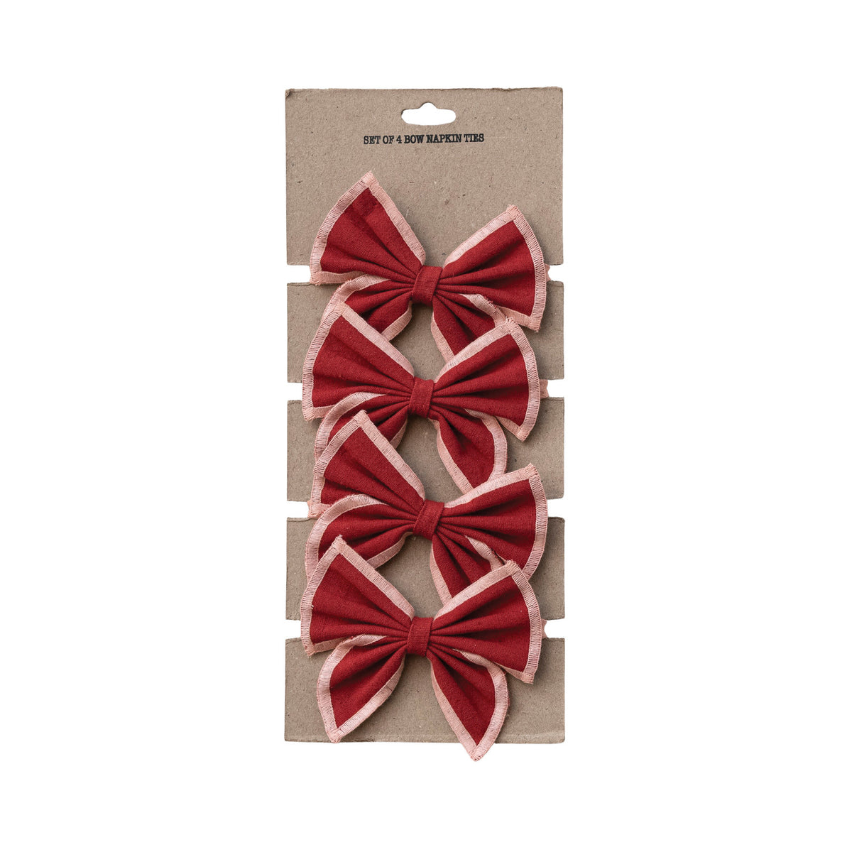 Cotton & Linen Bow Ties - Set of 4 - Red & Pink