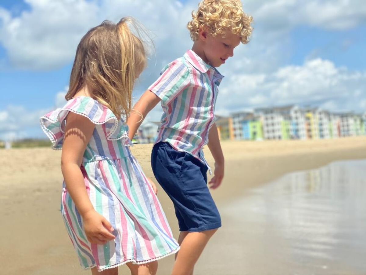 Me & Henry - Pier Short Sleeved Shirt - Green, Blue & Red Striped