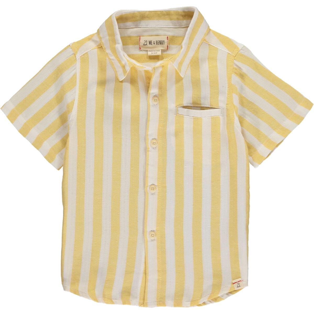 Me & Henry - Newport Short Sleeved Shirt - Lemon & White