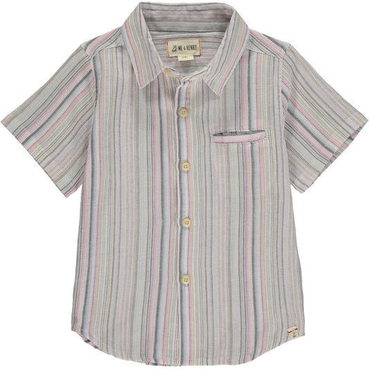Me & Henry - Pier Short Sleeved Shirt - Pink Multi Stripe