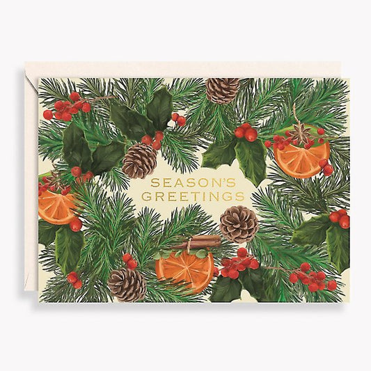 Citrus Garland Season's Greetings Holiday Card - Set of 10
