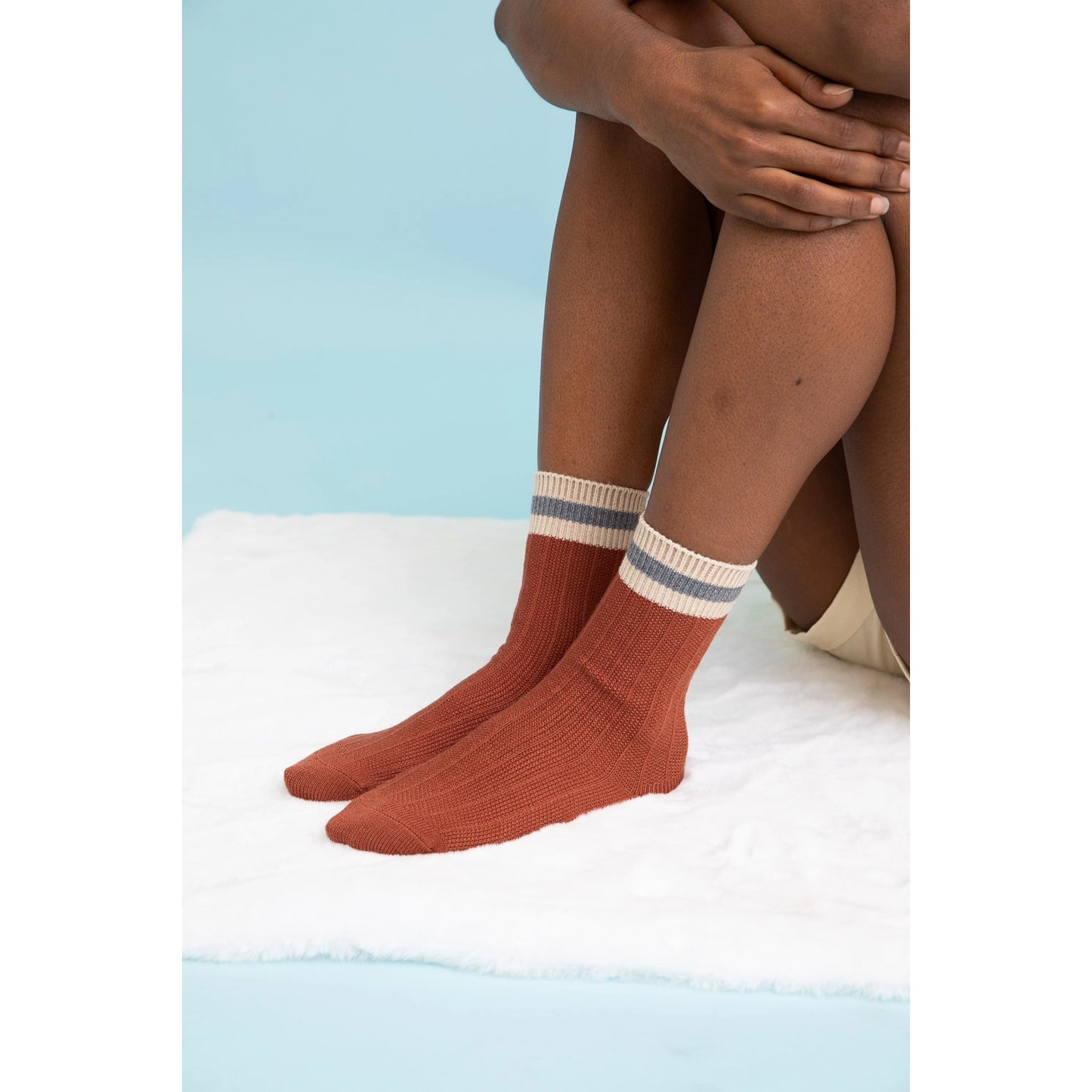 Color Block Socks - Rust