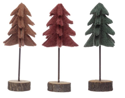 Felt Tree with Wood Slice Base - 10"