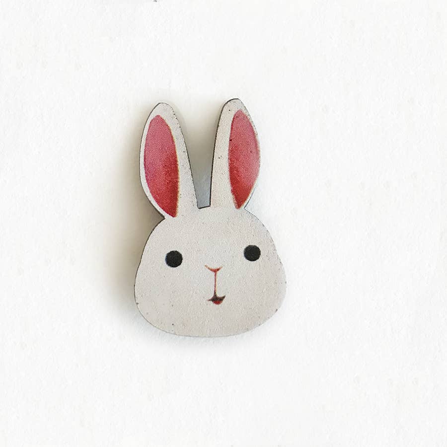 The Little Red House - White Rabbit Wooden Pin