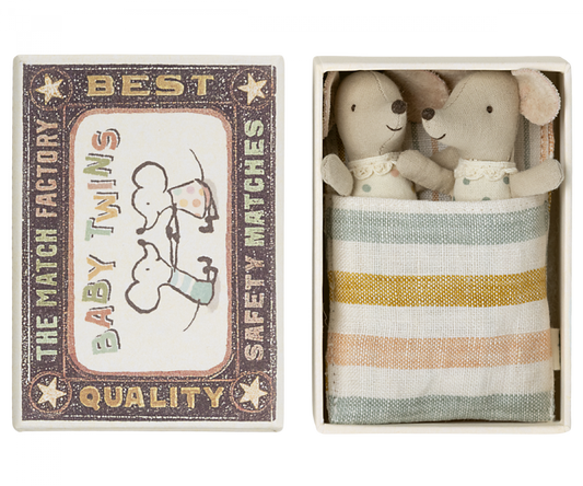 Maileg - Twins, Baby Mice in Matchbox