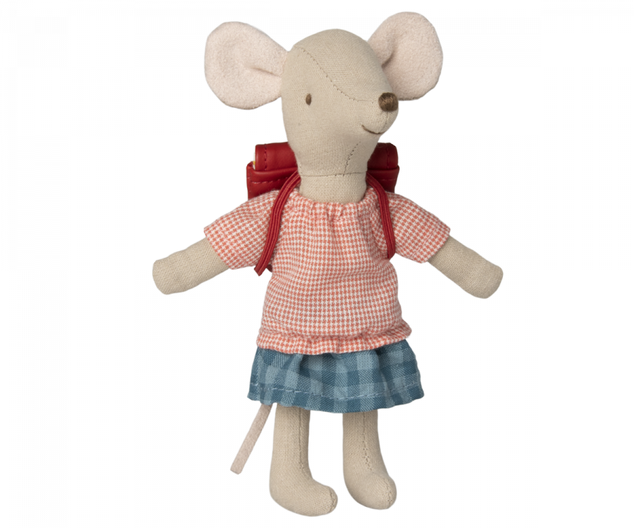 Maileg - Tricycle Mouse, Big Sister with Bag - Red