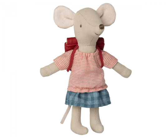 Maileg - Tricycle Mouse, Big Sister with Bag - Red