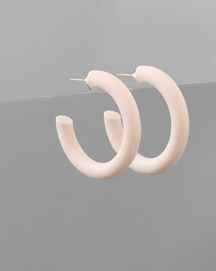 40mm Clay Open Hoop Earrings - Pink